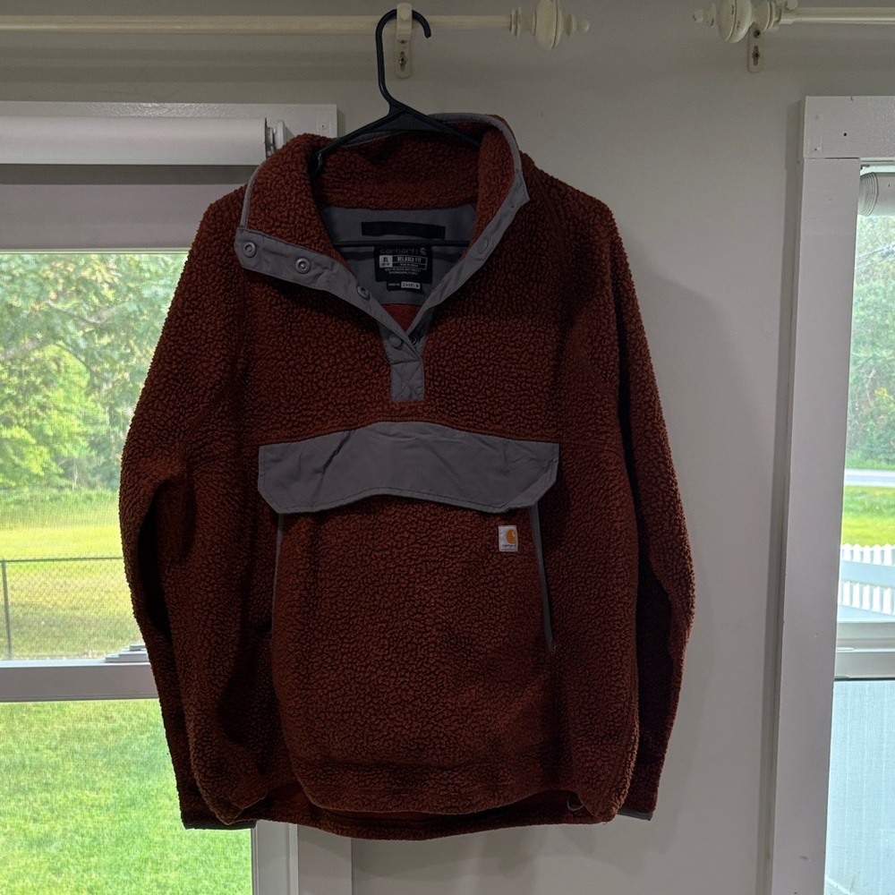 Carhartt Brown Sherpa Pullover with Gray Trim